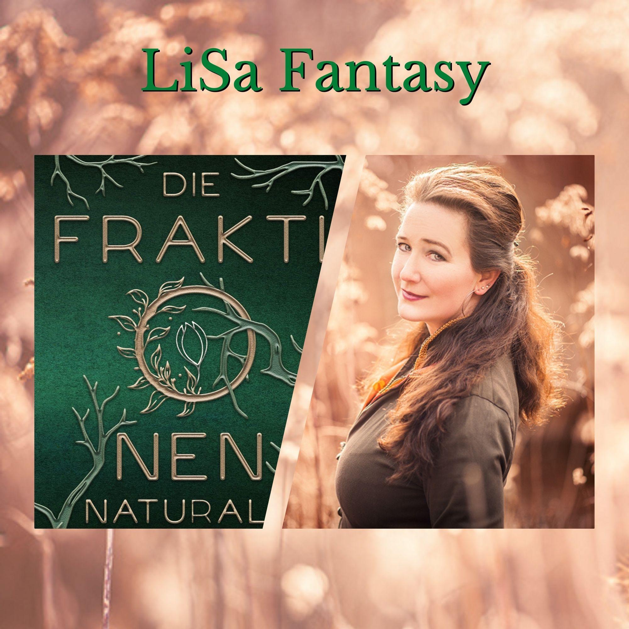 Autorin Lisa Fantasy neben ihrem Buch Die Fraktionen Naturale